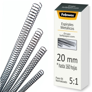 Espirales Metalicos 20 mm, Fellowes