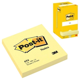 Notas adhesivas Post-it 76x76 amarillo,100 hojas  Postit 654